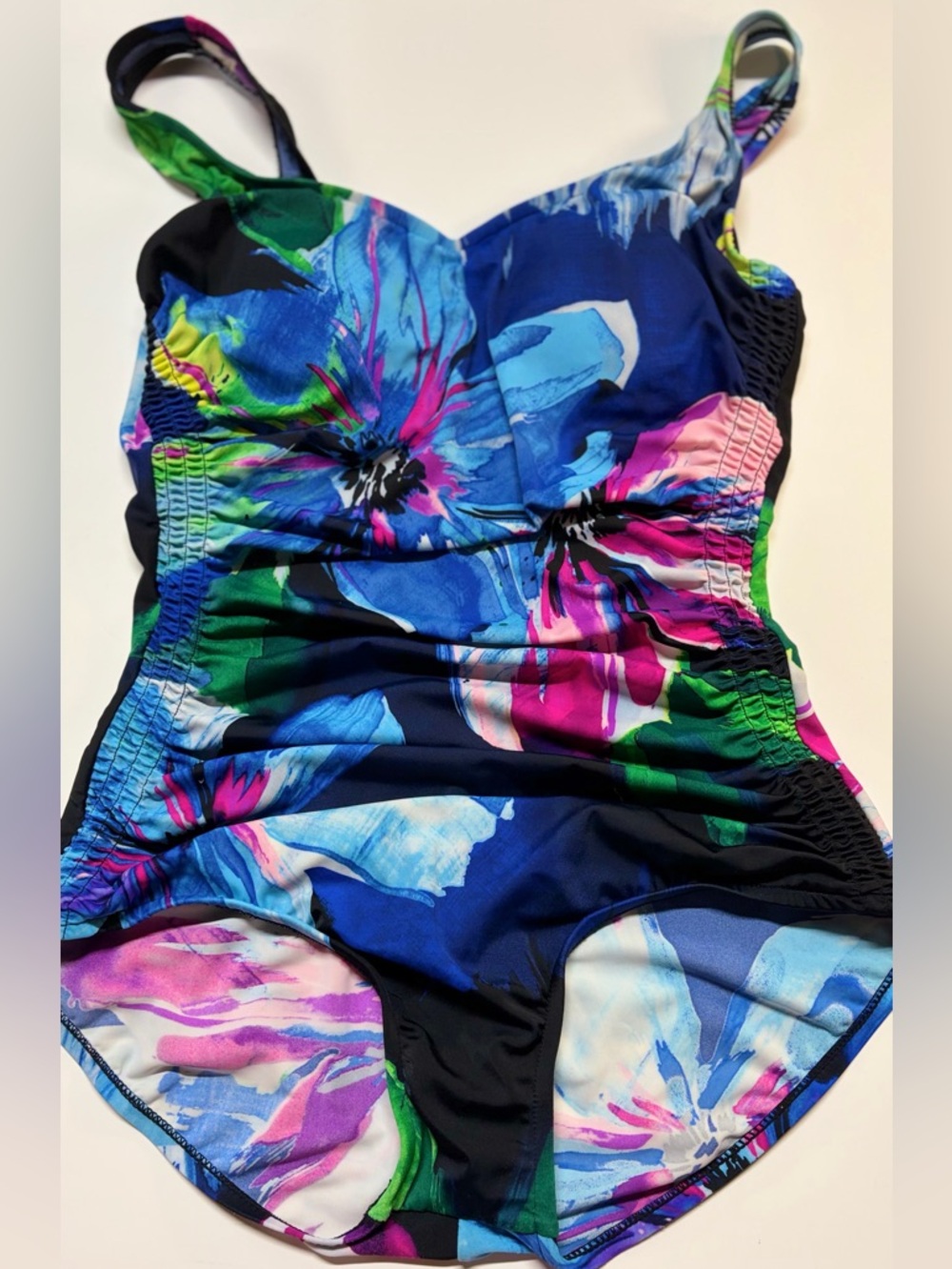 Maxine of Hollywood Floral One Piece Swimsuit Tummy Control Multicolor Sz 16